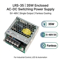 Alimentation à découpage AC-DC encastrée 35W 5V 12V 15V 24V 36V 48V à sortie unique sans ventilateur pour contrôle industriel et automatisation LED