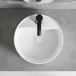 Lavabo en céramique économique, blanc brillant, rond, petit, à poser sur comptoir, pour meuble <span class=keywords><strong>de</strong></span> salle <span class=keywords><strong>de</strong></span> bain - Product Image 3