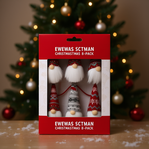 Ewewas Sctman Ornamenti Natalizi a Forma di Gnomo, Set da 8 Pezzi, Decorazioni per Albero Fatte a Mano in Cotone, Stile Rustico - Product Image 2