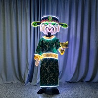 Костюм-маскот в виде мультяшной куклы с китайскими элементами, светящийся, золотой, с LED-подсветкой, для выступлений на сцене, на Пасху, Хэллоуин, Рождество