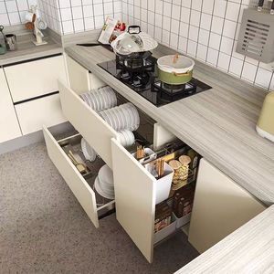 Juegos de Muebles de Cocina con Acabado Melamina Personalizado, Ecológicos, Resistentes al Agua, con Accesorios para Grifo, Cestas para Cajones y Herrajes HIGOLD - Product Image 6