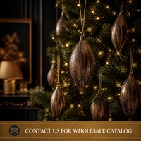 Ornement en verre mercure bronze antique, forme olive vieillie, décoration de Noël suspendue pour un décor rustique industriel