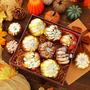 Halloween Kürbis geformte hängende Ornamente Herbst-Ornamente Glitter Mini-Kürbis-Glas umweltfreundlich