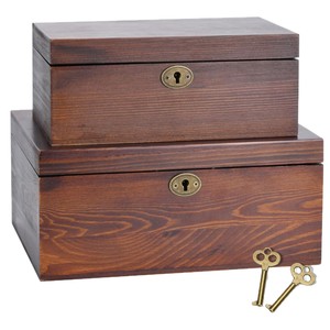 Wooden Storage <b>Box</b> With Lock Rectangular Solid Wood Jewelry <b>Box</b> Durable Covered Storage Solution - Product Image 1