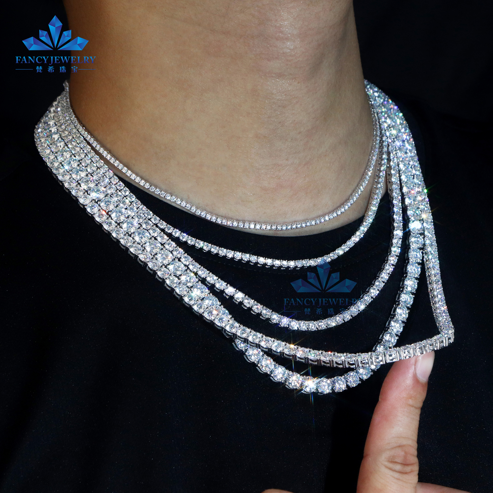 Shop Our Hip Hop 925 Sterling Silver Link Chain with Moissanite