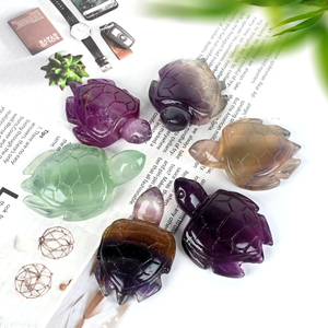 Wholesale High Quality <b>Crystal</b> <b>Animals</b> Sculpture Rainbow Fluorite <b>Crystal</b> Turtle Carvings for Decoration - Product Image 1