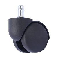 Roulettes de chaise de bureau pivotantes à 360 degrés, doubles, en acier noir réglable et durable de 55 mm, avec coupelle de 45 mm en nylon PA, capacité de charge de 40 kg