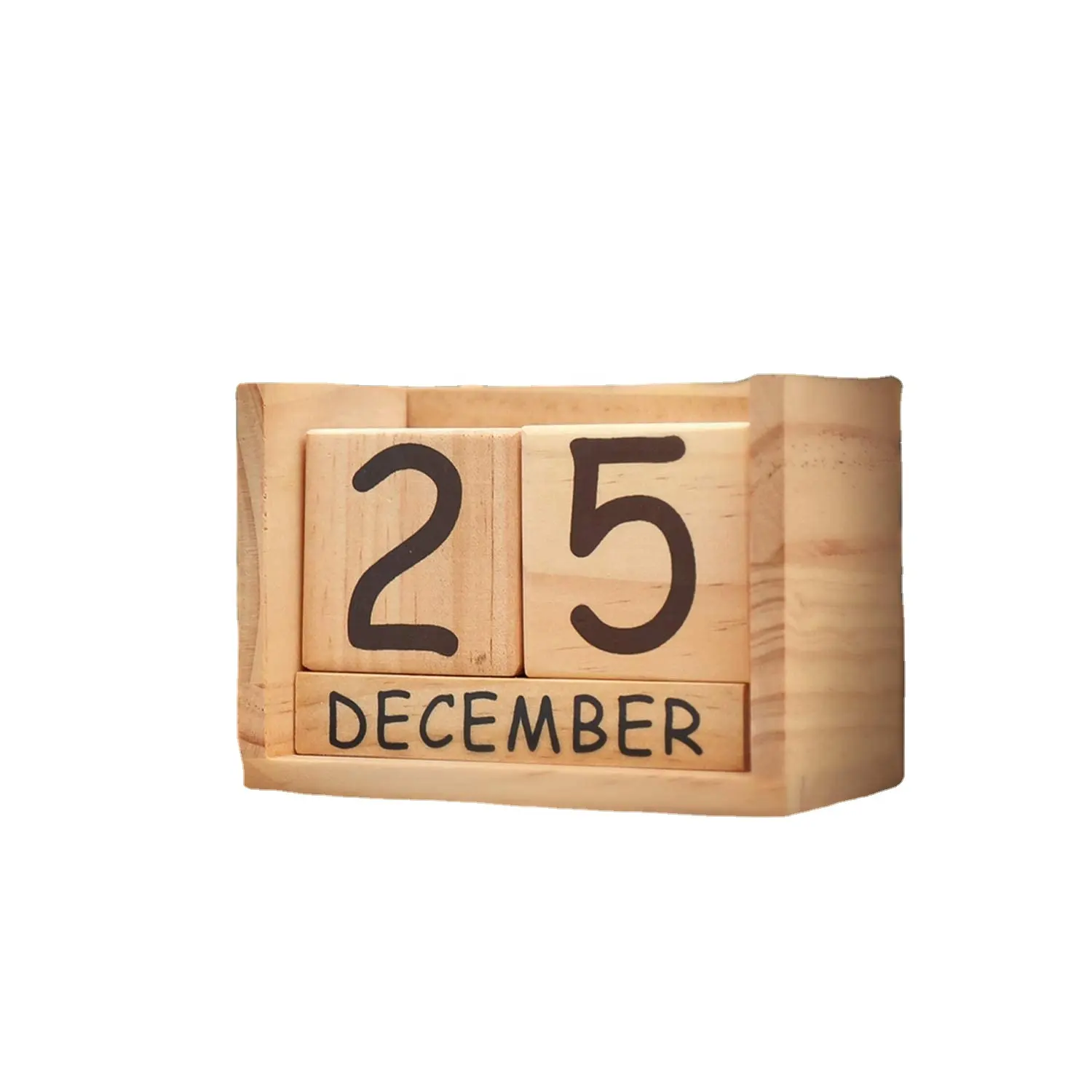 Perpetual Year Table Desk Calendar Wood Block Office Desktop Decoration