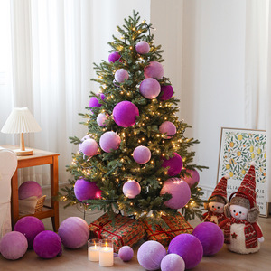 <b>Plastic</b> Christmas BallsPurple Plush Fabric Bag Ball Christmas Tree Decoration Hanging Ball Pendant Decoration Decoration - Product Image 1
