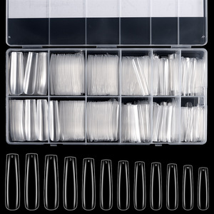 <span class=keywords><strong>Faux</strong></span> ongles transfrontaliers super longs en forme de tuyau d'eau, 504 pièces en boîte, transparents, à coller entièrement, French XXXL Denim - Product Image 4