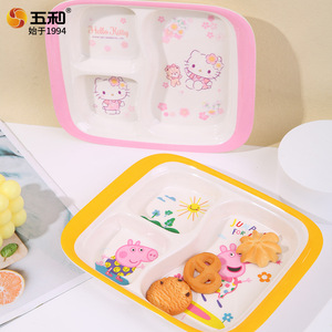 Five And Harmony Kids Divided Plate 3-Compartment Cartoon Design For Children Mealtime Use - Product Image 3