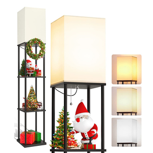 Cổ Điển 64in Chiều Cao Vuông Đứng Đèn Với E27 Ánh Sáng Bóng Đèn Cao Bằng Gỗ Bên Bàn Đèn Sàn Với Kệ - Product Image 1