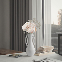 Vase en céramique artisanal transparent avec glaçure, style Art déco, pour décoration florale blanche, ornement de table, décoration intérieure