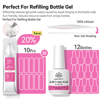 BORN PRETTY Gel Colle à Ongles 6-en-1, Recharge de Vernis à Ongles en Gel pour Ongles Acryliques, Base et Top Coat Soak-Off, Gel UV pour Extension d'Ongles, Gel pour Capsules d'Ongles