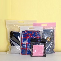 Sac d'Emballage en Plastique Givré à Fermeture Éclair avec Poignée pour T-shirts, Logo Imprimé, Refermable en Polyéthylène, Zip Lock pour Vêtements