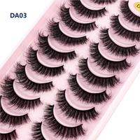 Nouvelles extensions de cils synthétiques 2026, 10 paires, 18 mm, effet duveteux DA, faits à la main, minces, effet vison, 12 mm, bande complète pour maquillage