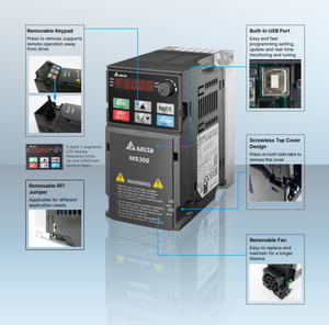 Controlador de Velocidad de Motor MS300 VFD32AMS43ANSAA 15kW 32A 0-599Hz, Variador de Frecuencia - Product Image 2