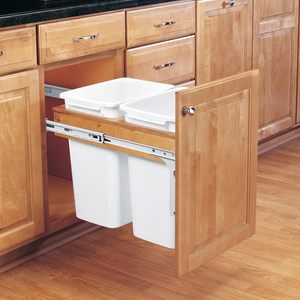 Gruwill Top Núi Đôi Pullout Tủ 35 Quart Nhà Bếp Thùng Rác Lon 150 Bảng Xếp Hạng Đầy Đủ Mở Rộng Slide Thân Thiện Với Môi - Product Image 1