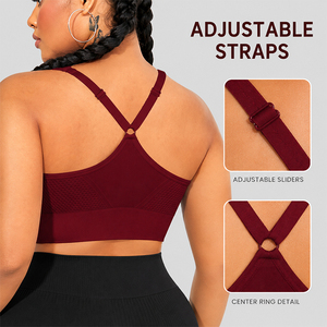 Sujetador deportivo atlético de talla grande para mujer, con espalda en Y, tirantes ajustables, sensación de segunda piel, top de entrenamiento con soporte para yoga, gimnasio y running - Product Image 4