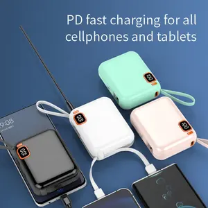 Hotriple J7 High Quality 10000mAh Portable PD22.5W Super Fast Charging Power Bank Digital Power Display Build-in Cable Lanyard