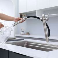 Robinet de cuisine SANIVITAL moderne et flexible à poignée unique avec cartouche céramique, à poser sur comptoir, monotrou, pour appartement et hôtel