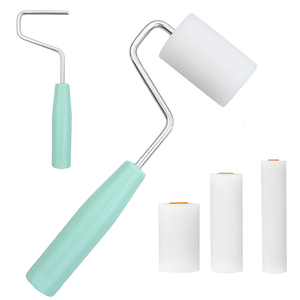 Rodillos de pintura de esponja de 4 pulgadas con mango de plástico azul a bajo precio - Product Image 1