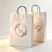 Sacs shopping en papier kraft personnalisés avec logo pour restaurants, vente en gros, poignées imprimées acceptées pour l'emballage alimentaire et la promotion