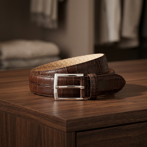 Ceinture en cuir véritable de vache pour homme, longueur personnalisée, style vintage, avec boucle carrée en acier, idée cadeau Saint-Valentin, qualité supérieure - Product Image 1