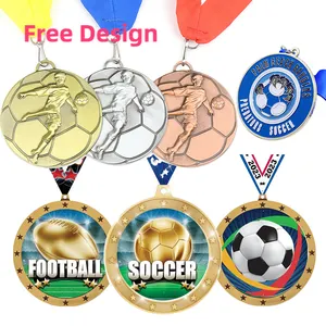 Manufacturer Custom Free Design Cheap Metal Award Medal Football Souvenir Medal Club Soccer Rugby Medal