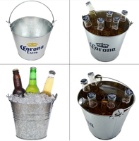 Seau à glace en métal galvanisé mat personnalisé de 5 L, seau en tôle pour la bière