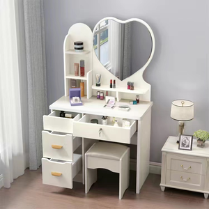 Tocador Moderno y Sencillo para Dormitorio con Espejo Iluminado, Mesa de Maquillaje Multifuncional para <span class=keywords><strong>Netflix</strong></span>, Pequeño Mueble de Almacenamiento para el Hogar - Product Image 5