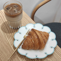 INS French retro assiette en céramique creuse dentelle dessert assiette occidentale