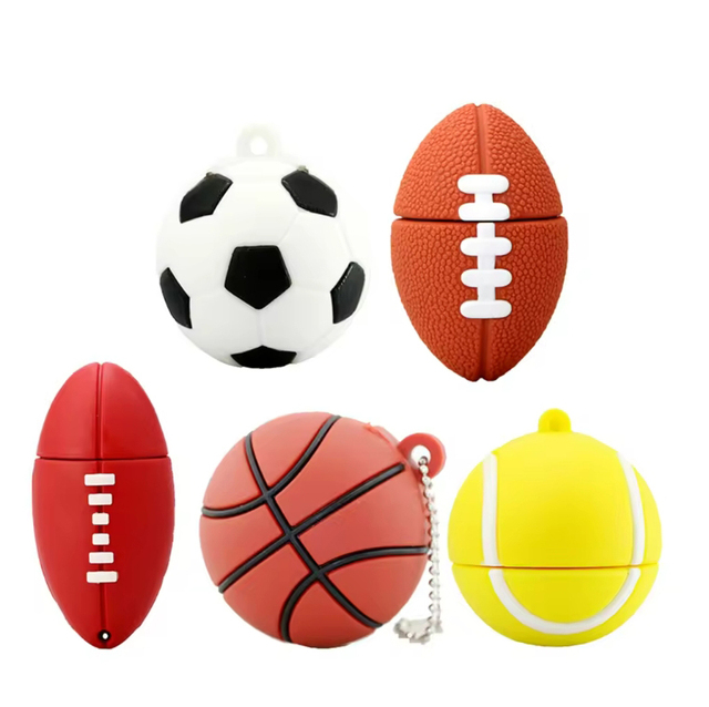 3D Cartoon Pvc Ball Usb Flash Drive Football Basketball Baseball Bowling USB Flash Drives Pendrive 32gb 64GB 8GB 2.0 Usb Stick