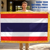 Maßgefertigte Flagge 3x5 ft Polyester Thailändische Flagge mit Goldfransen, Thailand König Geburtstag Indoor Parade Zeremonie Banner