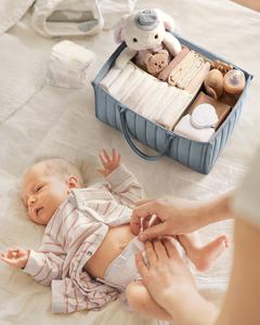 Bolsa de Pañales Acolchada Impermeable para Guardería y Auto, Organizador de Artículos Esenciales para Bebé, Cesta de Almacenamiento Portátil para Baby Shower - Product Image 2