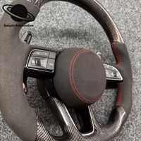 Volant sport à fond plat en cuir PU et fibre de carbone, version améliorée pour Audi A3 A4 A5 A6 A7 A8 Q3 Q5 Q7