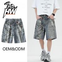 Shorts en jean cargo tactiques respirants personnalisés pour homme, style hip-hop, empilés, vente en gros OEM, streetwear urbain Explorer 2026