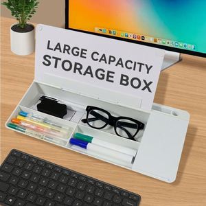 Desktop Whiteboard Dry Erase Glass Board Keyboard Wireless <b>Charger</b> Storage Notes Whiteboard for Office - Product Image 3