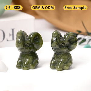 Vente en gros de sculptures et d'objets artisanaux en cristal de jade Xiuyu, pierres de guérison naturelles, éléphant en cristal pour la décoration - Product Image 6