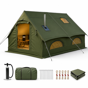 Tenda Glamping Gonfiabile di Lusso per 6-10 Persone, Impermeabile, in Tessuto Oxford 420D, 4 Stagioni, con Foro per Stufa e Lucernario, per Campeggio Familiare all'Aperto - Product Image 1