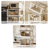 Conteneur de rangement pliable multifonctionnel en plastique PP, design moderne à 5 portes, cuisine, chambre, salle de bain, salon, vêtements