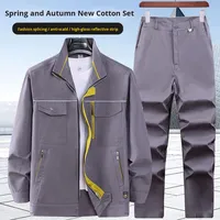 Ensemble de vêtements de travail en coton pour hommes, printemps-automne, résistant à l'usure, résistant à la chaleur, épaissi, camouflage, uniforme de protection du travail