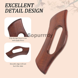 Outil Gua Sha multifonctionnel en bois massif avec logo personnalisé, pour massage des méridiens et drainage lymphatique, grattoir manuel en bois pour hommes et femmes - Product Image 6
