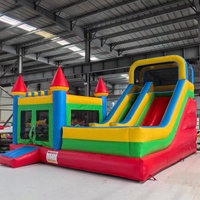 Tobogán Inflable Comercial, Castillo Inflable Combinado, PVC de 0.55mm, Castillo de Brinco para Alquiler en Fiestas Infantiles