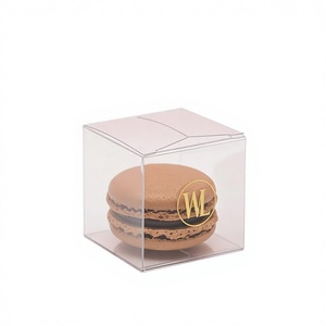 Boîtes de faveur en plastique PET transparent de 2x2x2 pouces recyclables Mini bonbons Macaron boîte de fête de mariage pour friandises portefeuilles estampage impression - Product Image 2