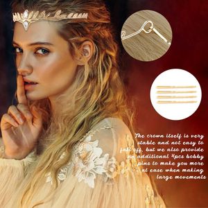AHONEY Couronne dorée médiévale, style fée elfe, avec feuilles, pour femmes et hommes, serre-tête gothique, accessoires Renaissance pour cérémonies - Product Image 2