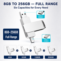 Clé USB en métal 64 Go 128 Go 256 Go Type C Double USB 3.0 Haute Vitesse OTG Design Pivotant