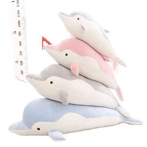 Oreiller en peluche <span class=keywords><strong>dauphin</strong></span> coloré en gros 2025, design personnalisable, jouets en peluche en polyester, rembourrage en coton PP, couverture en maille - Product Image 2