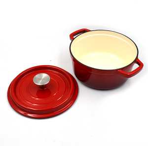 Casserole ronde émaillée vintage classique HOMEFELT Chef's, <span class=keywords><strong>en</strong></span> <span class=keywords><strong>fonte</strong></span>, avec couvercle, écologique, modèle PT02, rouge cardinal - Product Image 3