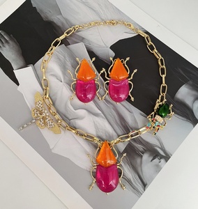 Parure Collier et Boucles d'Oreilles en Forme d'Insecte au Design Exagéré, Bijoux Colorés Spéciaux pour Fêtes, Accessoires Tendance et Élégants - Product Image 2